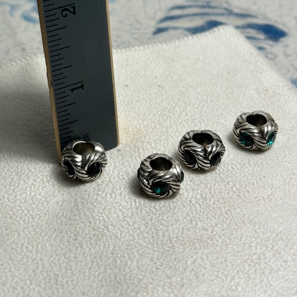 Brighton Razzle Dazzle Crystal Beads Spacer Lot of 4; Green Black Silver Plated - Picture 9 of 13